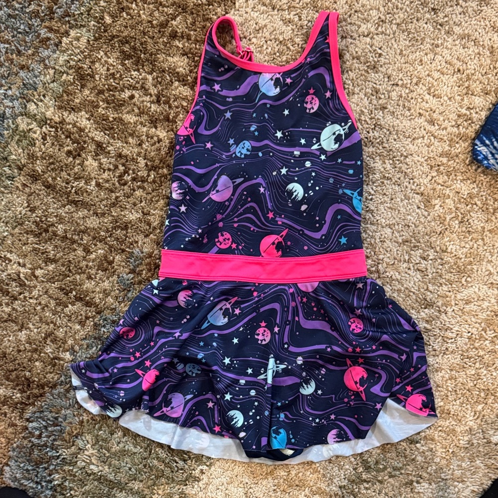 Colorful Space-Themed Dress with Pink Accents